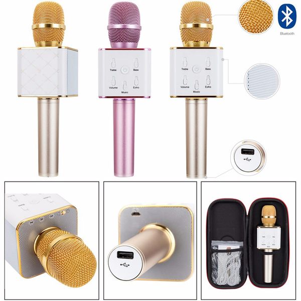 

q7 handheld microphone bluetooth wireless magic ktv with speaker mic handheld loudspeaker portable karaoke player for smartphone 0802218