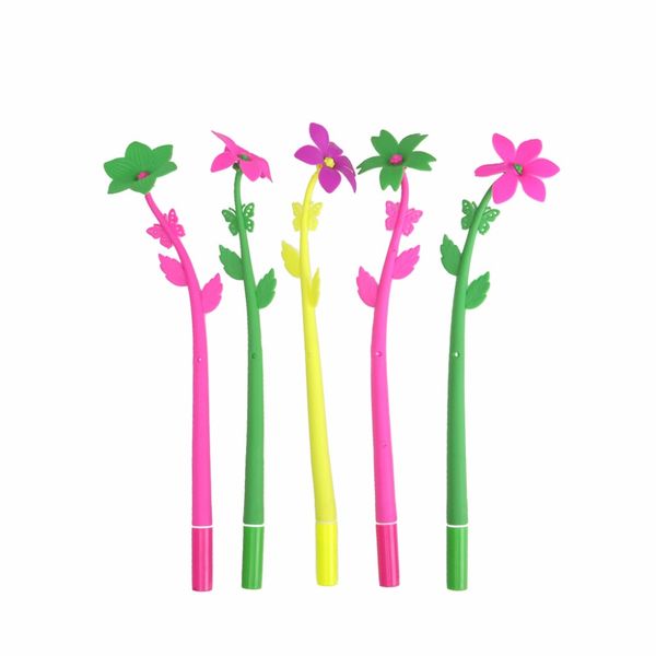 

5pc creative office stationery simulation plant flowers soft silicone gel pen 0.5mm