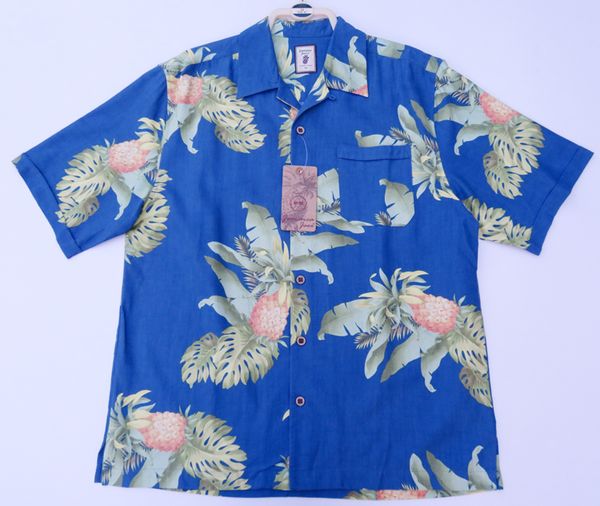 

blue floral hawaii printed silk mens beach shirts short sleeve, White;black