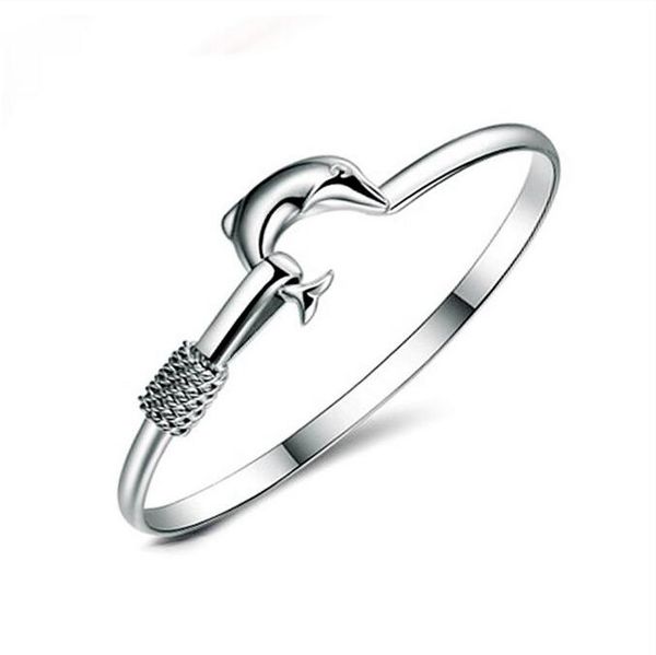 

925 silver charm bangle Fine Noble mesh Dolphin bracelet fashion jewelry GA150