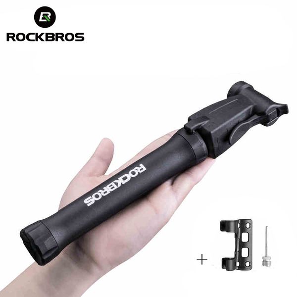 

rockbros 80psi portable bike pump mini bidirectional adaptors mtb road bicycle air pumps tire ball inflator(a/v) (f/v