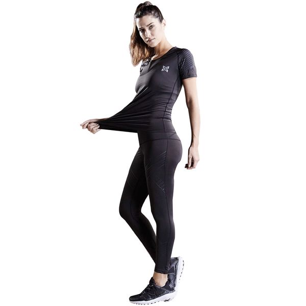 

jogging suits clothing women running set high elasticity compression leggings sets gym basketball tights suit clothes for female, Black;blue