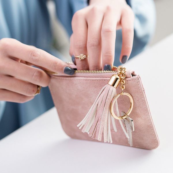 

women's coin purse short student cute mini coin bag small wallet keychain small bag wallets porte monnaie femme, Red;black