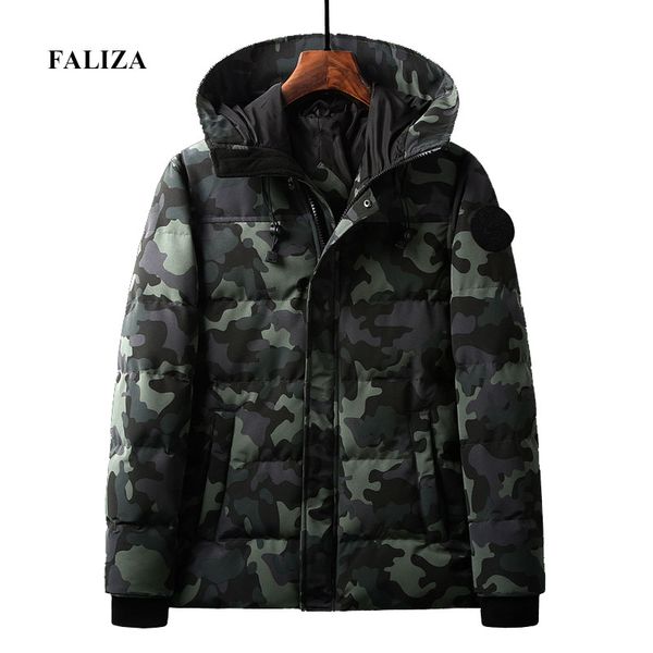 

faliza new casual camouflage down mans jackets and coats winter brand men's ultralight fashion jacket male windproof parka my015, Black