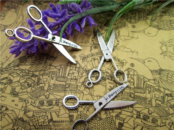 

45pcs--scissors charms,antiquetibetan silver scissors charm pendants 38mm x21mm, Bronze;silver