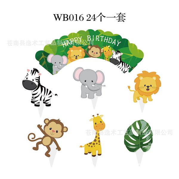 

24pcs/lot cartoon forest animals cake er birthday cake decoration baby shower kids birthday party favor supplies