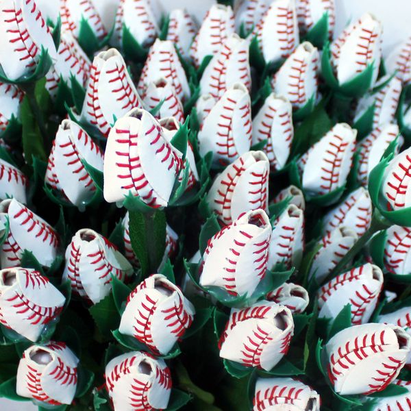 

american white leather red stitching sew roses congratulations to your graduates possessing genuine softball features rose gifts, Black