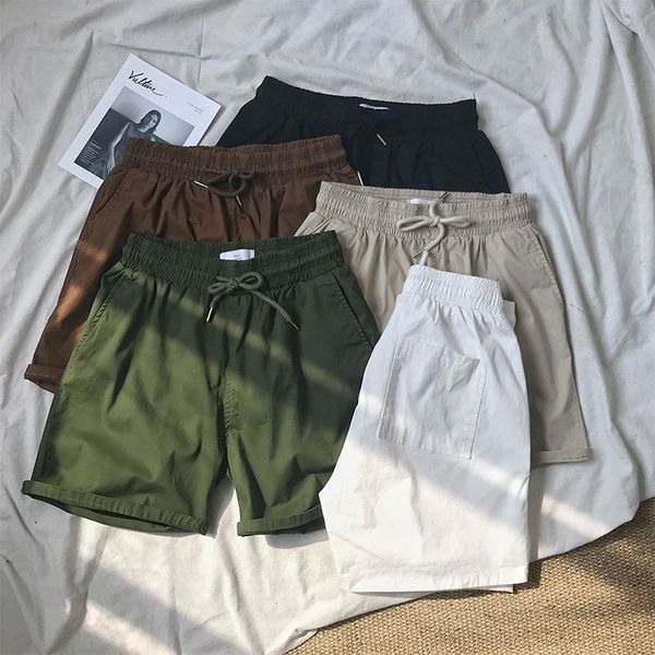 

men's shorts airgobrand youth comfortable soft elasticity trend straight shorts pocket 8 colors summer new style fashion, White;black