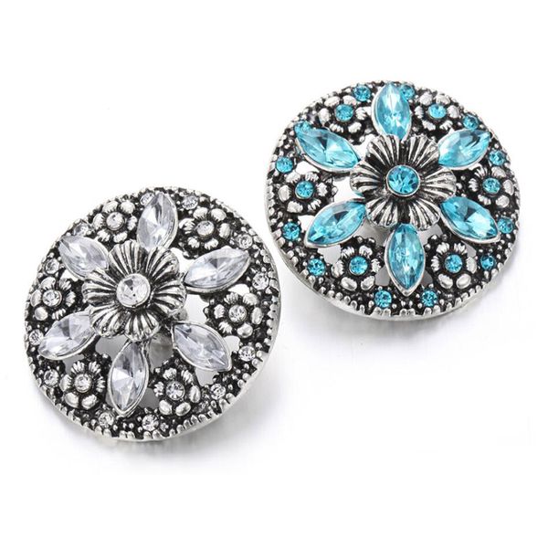 

2018 new snap button jewery big crystal flower 18mm snap buttons for diy charm bracelet bangles, Bronze;silver