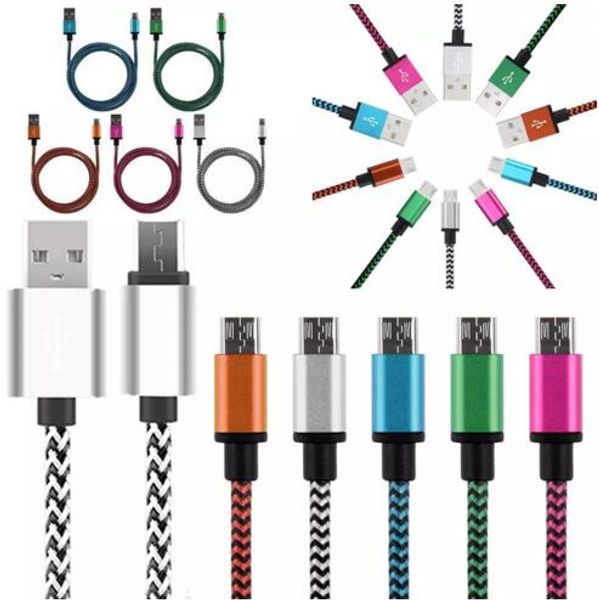 

3.3FT 2A Braided Alumium Micro type C USB Data Sync Charging Cable for Android phone Samsung HTC LG With Metal Head Plug 2018