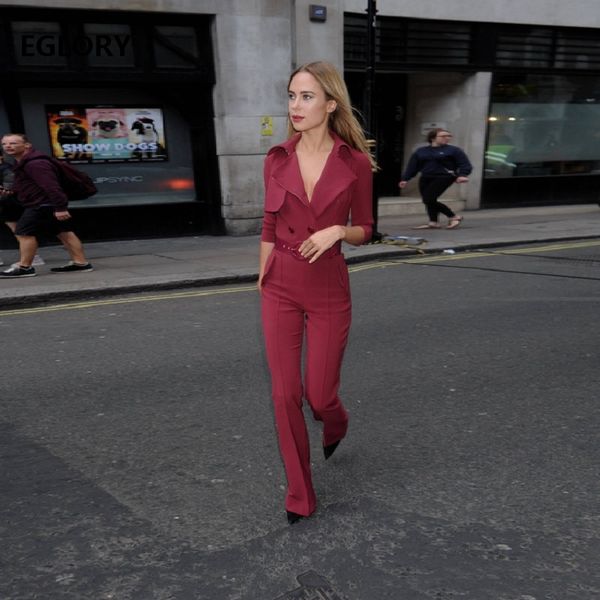 

2018 autumn fashion jumpsuit & rompers women notched collar long sleeve full length long bodysuit ladies office pant overalls, Black;white