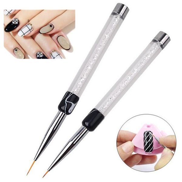 

new 7/14mm nail anail liner tools crystal acrylic nail a uv gel painting line brush nylon hair pen manicure, Yellow
