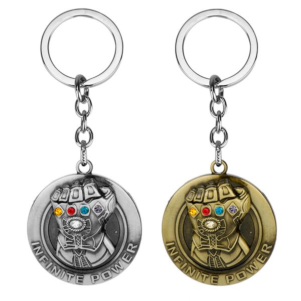 

movie 3 infinity war thanos infinity glove gauntlet logo keychain keyring of anime gift key chain jewelry, Silver