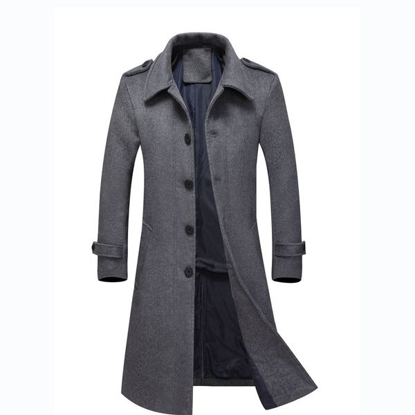 

korean style warm long wool blend mens coat casual fashion long sleeve men jacket solid single breasted korean male fashion coat, Black