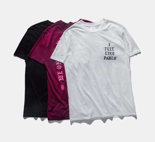 

mens t shirt season 3 i feel like pablo tee short sleeve o-neck t-shirt kanye west letter print sportwear, White;black