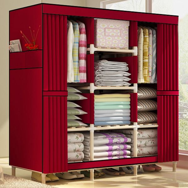 2019 Hhaini Super Large Clothes Closet Organizer Storage Rack Wooden Wardrobe Portable Home Garment Hanger Double Rods For Long Hanging Space From