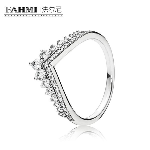 

fahmi 100% 925 sterling silver new 197736cz rincess wishbone ring original women's gift holiday jewelry factory direct sales, Black