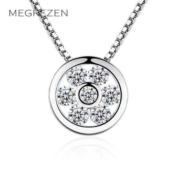 

charms silver crystal pendants & necklaces round zircon choker necklace women jewelry collar colar de plata cute gift g13-5