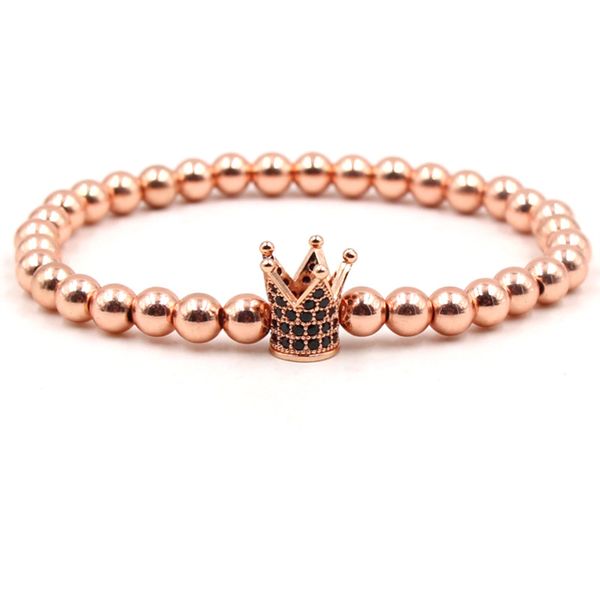 

cz zircon bracelets cubic micro pave imperial crown charm braided macrame bracelet pulseira feminina copper bead bracelet, Golden;silver