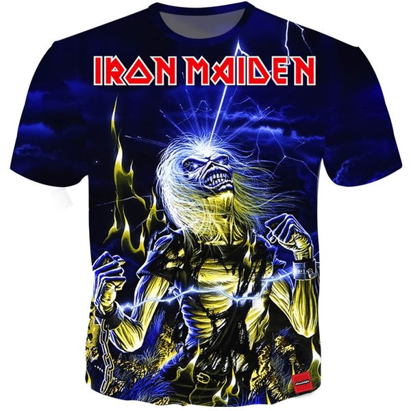 

3d t shirt iron maiden printing t shirts men women couples tshirt heavy metal t-shirt skull tee 12 styles s-5xl, White;black