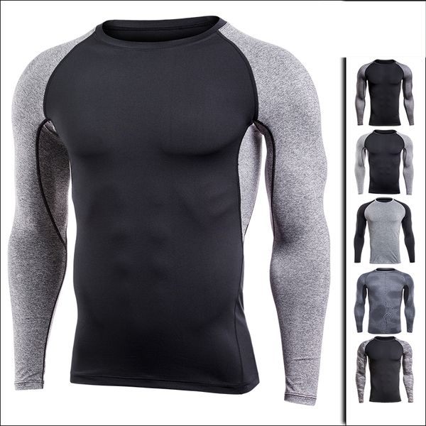 

M-4XL спортивная Рубашка мужская Compression Фитнес с длинным рукавом Tight Quick Dry футболка G