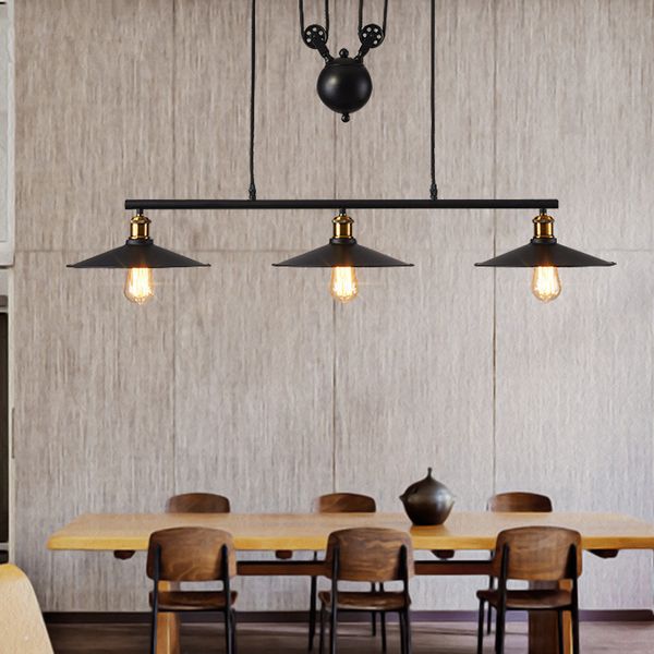 

vintage pendant light kitchen fixtures loft style hanglamp pulley retro lamp black metal industrial pendant lamp luminaria