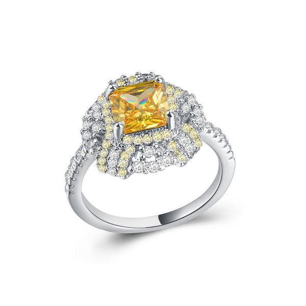 18k Jaune plaqué or anneaux pour femmes taille princesse blanc saphir Taille 6-10