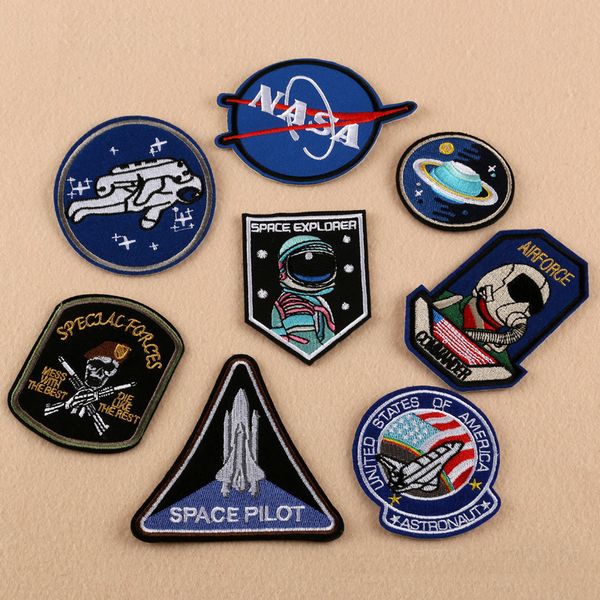 

"High Quality 8pc Set NASA Patches Space Center Uniform Clothing Jacket Embroidered Iron on Stickers for Clothes Applique Badges