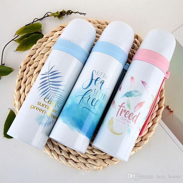 

vacuum water bottle insulated 304 stainless steel water bottle travel coffee mug wide mouth flip cap cups 4 color
