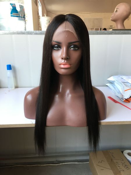 

malaysian human hair wigs for black women lace front wig natural color mongolian wigs 10-24 inch silk straight human hair wig, Black;brown