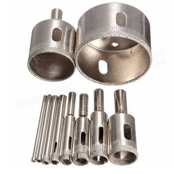 Freeshipping 10 Pçs / lote 3-50mm Diamante Broca Núcleo Buraco Saw Set para o Vidro De Cerâmica Mármore Da Telha De Perfuração De Metal Trabalho Broca Elétrica melhor