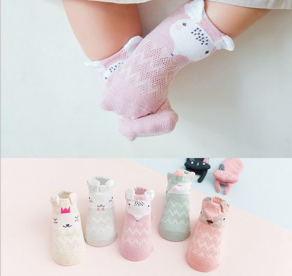 Acheter Bébé Chaussettes Infantile Enfants Dessin Animé Lapin Renard Chat Chien Cheville Chaussette Filles Dentelle Respirant Creux Des Chaussettes