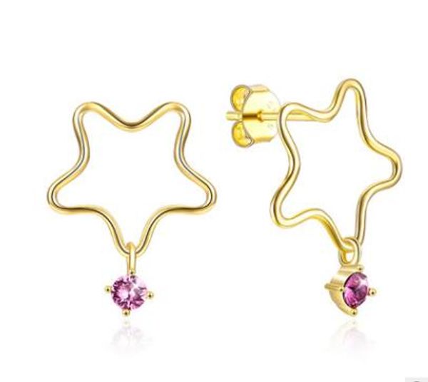 

new popular nice purple swarovski elements crystal earrings jewelry simple earrings sterling silver 925 star earrings gold plated, Golden