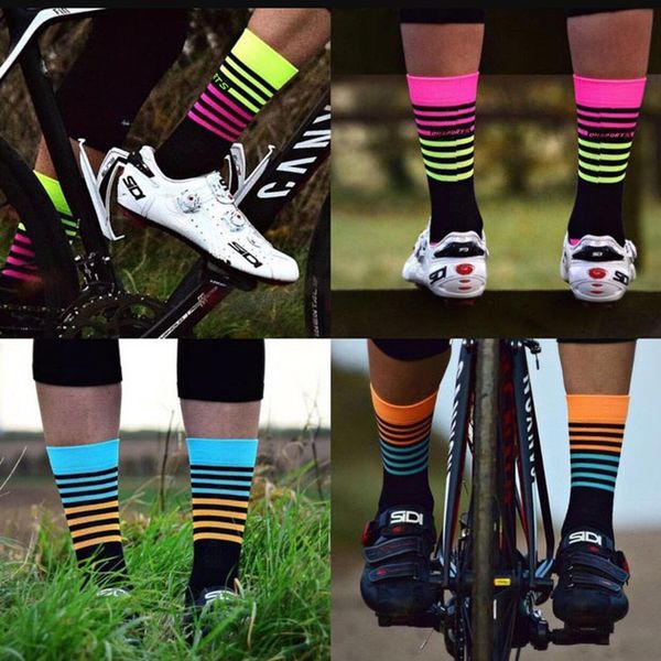 

cycling socks professional brand sport socks breathable bicycle socks stripe style sports racing basketball football, Black