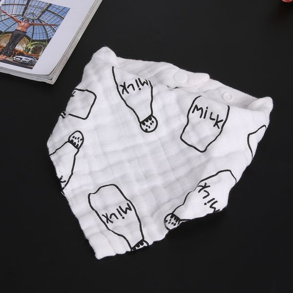 

Cotton baby bib cute milk bottle triangle print kid infant head carf bandana feeding burp cloth aliva towel for girl boy