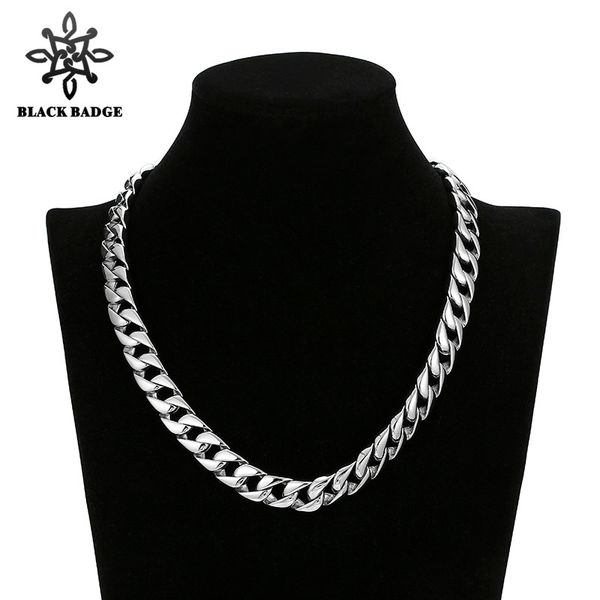 

men hip hop jewelry huge 16mm wide necklace 316l stainless steel vintage silver color cuban link chain clasp chain necklaces
