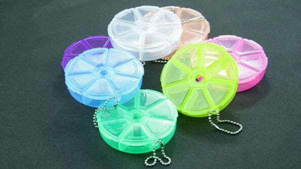 

7 day weekly round plastic pill medicine organizer dispenser travel holder tablet box container boxes ing