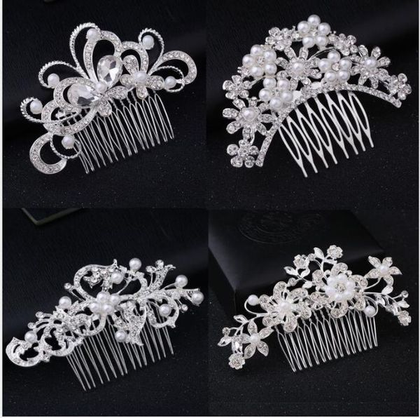 Upscale versão Coreana cinco pétala de flor cristal ornamento do cabelo da moda novo diamante forrado noiva pente de cabelo