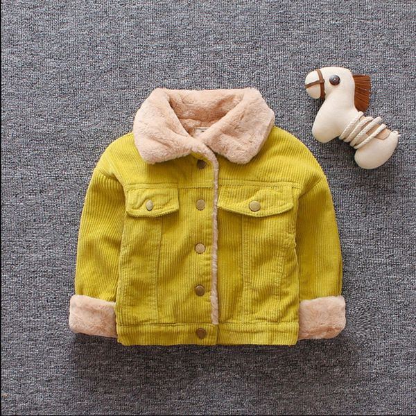 

brown girls baby boys velvet cool girls long thick sleeve yellow winter clothing kids outerwear warm children's jackets coat idffe, Black