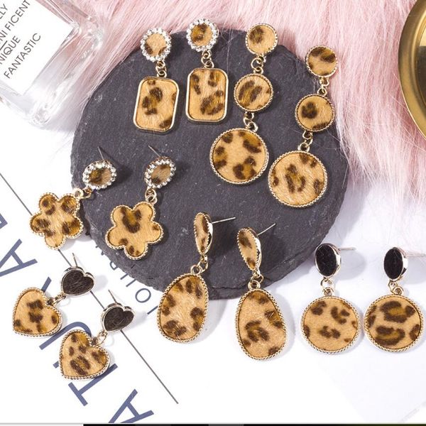 

jewelry s925 sterling silver needle earrings leopard print charm earrings circle and square fahsion of shipping, Golden