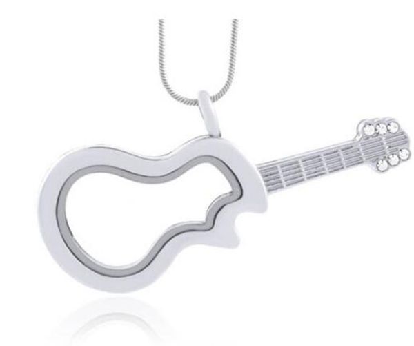 

10шт/много diy горячие продажи серебряная гитара магнитное стекло с плавающей очарование медальон цинковый сплав (цепи включены бесплатно, Silver
