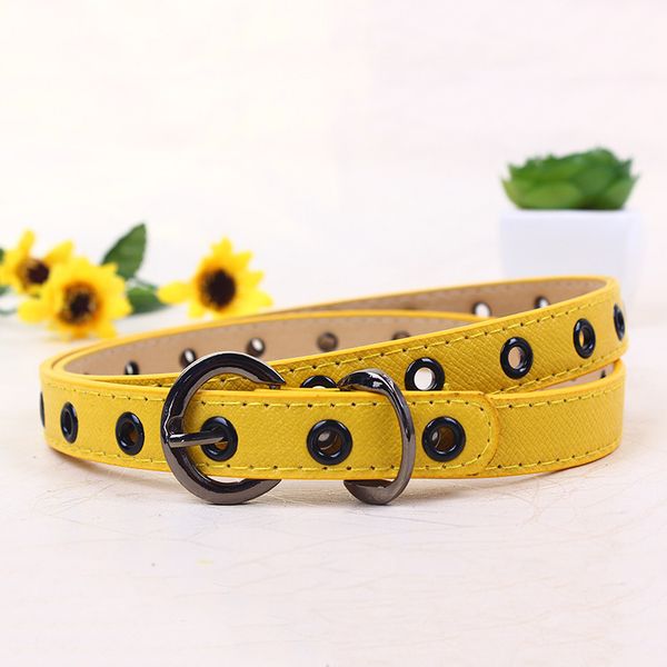 

hollow eyelets kids belt child waistband classic boys girls color leisure waist strap children pu leather belts, Black;brown