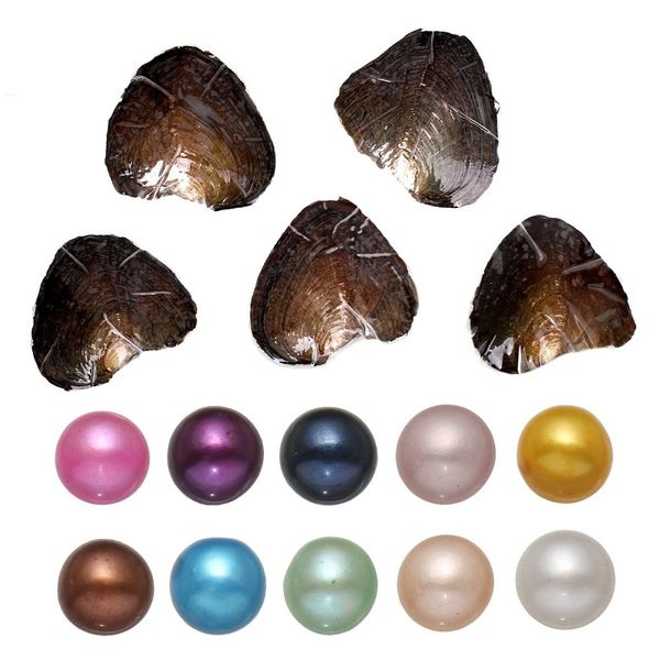 

круглый oyster pearl 6-8 мм 2018 новый 20 mix цвет большой пресной воды подарок diy природный жемчуг свободные бусины украшения вакуумная уп, Black