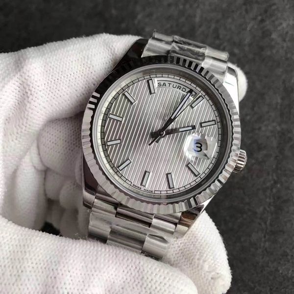 

luxury watch date style 40mm sapphire glass automatic mechanical movement 361l stainless steel strap original folding buckle christmas g, Slivery;brown