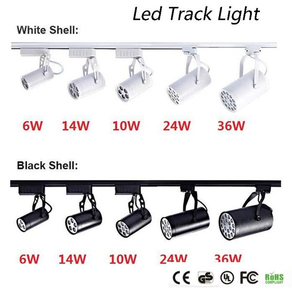 DHL CE ROHS UL LED TRACK LIGHT 6W 10W 14W 24W 36W 120 Угол луча Наклон светодиодный потолочный прожектор AC 85-265V Светодиодное освещение