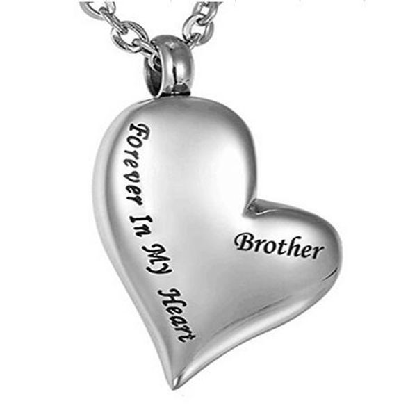 

wholesale memorial relatives bones hair brother inclined heart-shaped urn necklace can open the perfume bottle funeral cremation jewelry, Silver