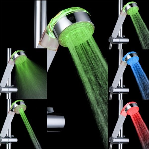 

temperature control 3 colors three spray patterns led shower head no need battery