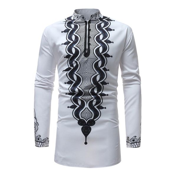 

мужская повседневная с длинным рукавом рубашки мужская национальность рубашка с длинным рукавом уличная мужская рубашки повседневная африкан, White;black