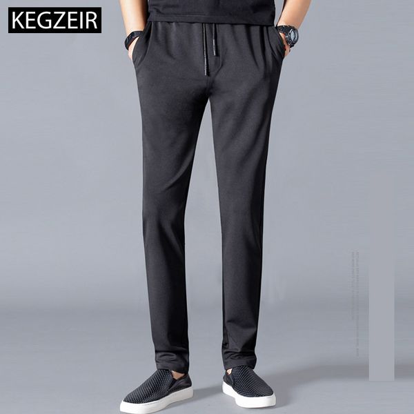 

new arrival winter mens track pants straight slim casual men trousers fashion stretch sports pants male spodnie dresowe men, Black