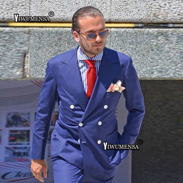 

yiwumensa 2018 double breasted mens suits with pants costume mariage homme tuxedo wedding suits for men custom made man, White;black